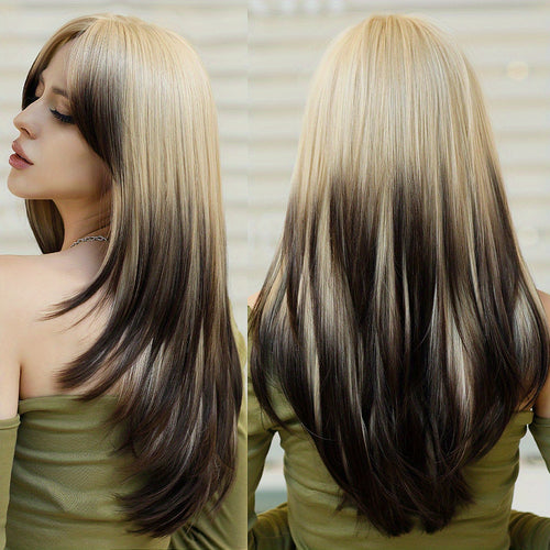  Honey Blonde Wavy Wig with Bangs cashymart