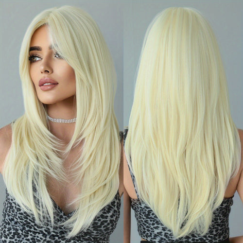  Honey Blonde Wavy Wig with Bangs cashymart