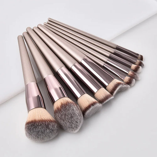  Hot Champagne Makeup Brushes Set 14 Pcs cashymart