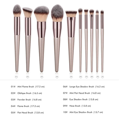  Hot Champagne Makeup Brushes Set 14 Pcs cashymart