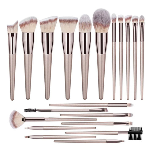  Hot Champagne Makeup Brushes Set 14 Pcs cashymart