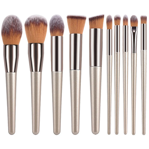  Hot Champagne Makeup Brushes Set 14 Pcs cashymart