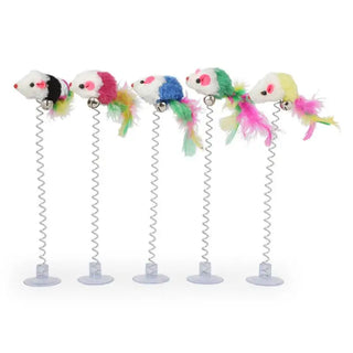  Interactive Spring Mouse & Feather Cat Toy cashymart