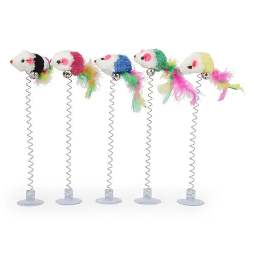  Interactive Spring Mouse & Feather Cat Toy cashymart