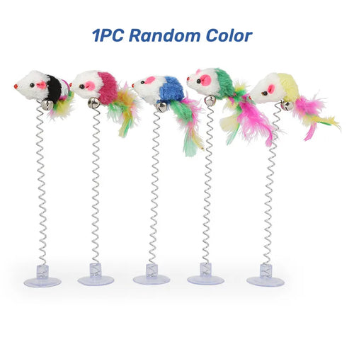  Interactive Spring Mouse & Feather Cat Toy cashymart