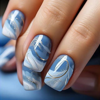  Jade Flower Glitter Press-On Nails cashymart