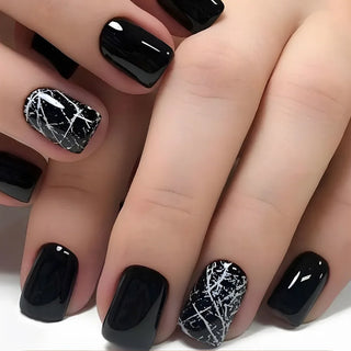  Jade Flower Glitter Press-On Nails cashymart
