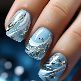  Jade Flower Glitter Press-On Nails cashymart