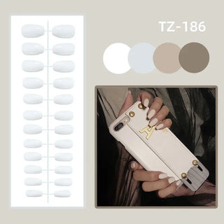  Jade Flower Glitter Press-On Nails cashymart