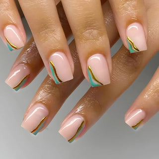 Jade Flower Glitter Press-On Nails cashymart