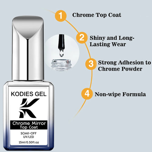  KODIES GEL Chrome Mirror Top Coat for Stunning Nail Shine cashymart