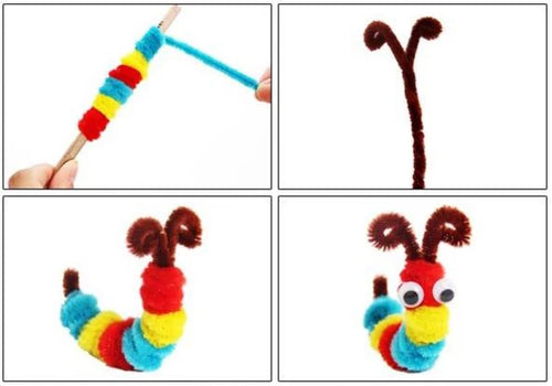 Kids Craft Set: Colorful Pompom Toy cashymart