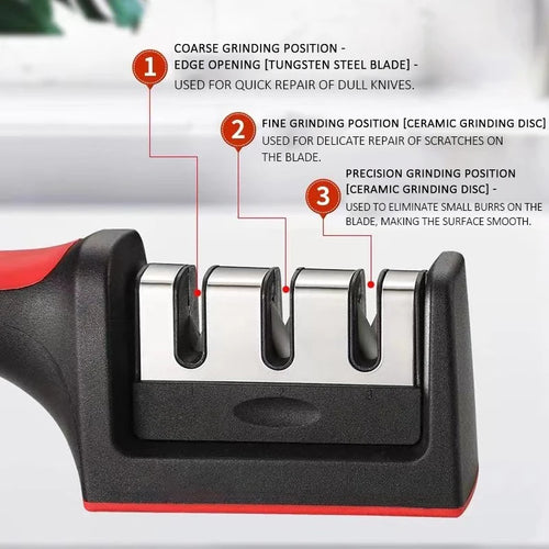  Kitchen Multi-Functional Knife Sharpener Black cashymart