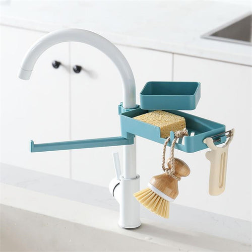  Kitchen Sink Faucet Sponge Holder with Drain Rack cashymart