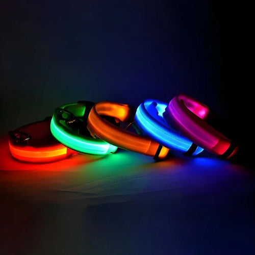  LED Dog Collar Nylon Glow In The Dark Safety cashymart