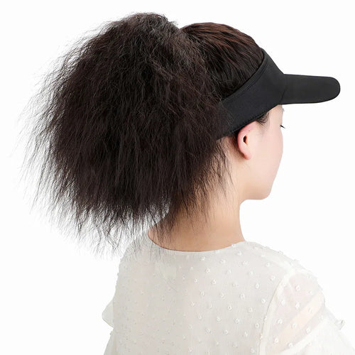  Ladies Curly Ponytail Wig Hat Visor Extensions cashymart