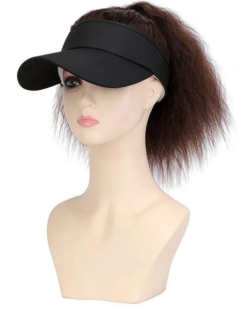  Ladies Curly Ponytail Wig Hat Visor Extensions cashymart