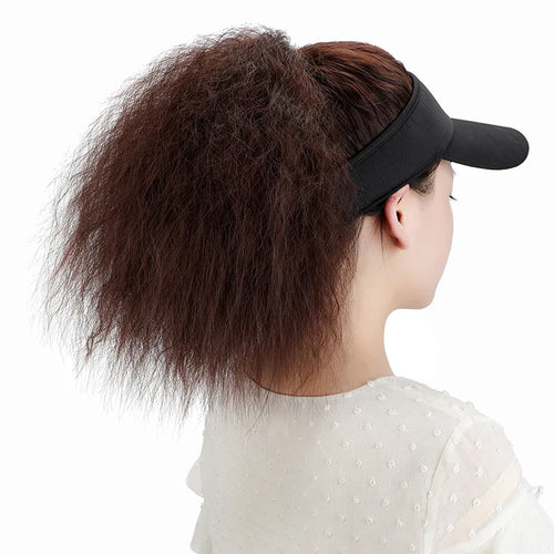  Ladies Curly Ponytail Wig Hat Visor Extensions cashymart