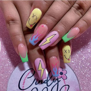  Light Pink Blue Gradient Long Ballet Press-On Nails cashymart