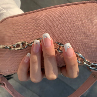  Light Pink Blue Gradient Long Ballet Press-On Nails cashymart
