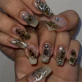  Light Pink Blue Gradient Long Ballet Press-On Nails cashymart