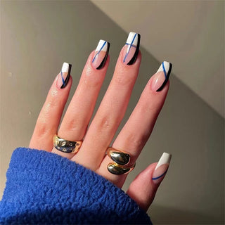  Light Pink Blue Gradient Long Ballet Press-On Nails cashymart