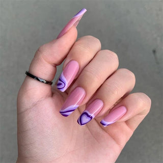  Light Pink Blue Gradient Long Ballet Press-On Nails cashymart