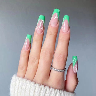  Light Pink Blue Gradient Long Ballet Press-On Nails cashymart