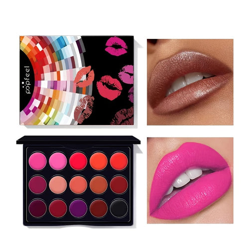  Lip Luxe 15-Color Waterproof Lipstick Palette cashymart