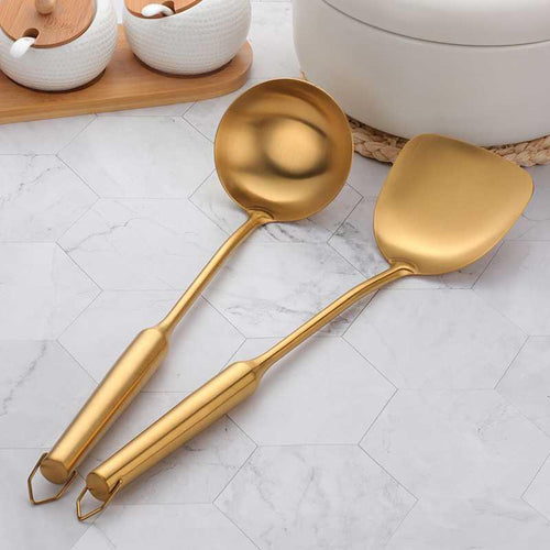  Long Handled Stainless Steel Spatula and Spoon Set cashymart