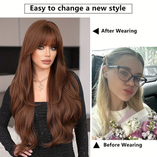  Long Loose Curly Teabrown Wig cashymart