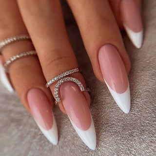  Long Stiletto French Fake Nails cashymart