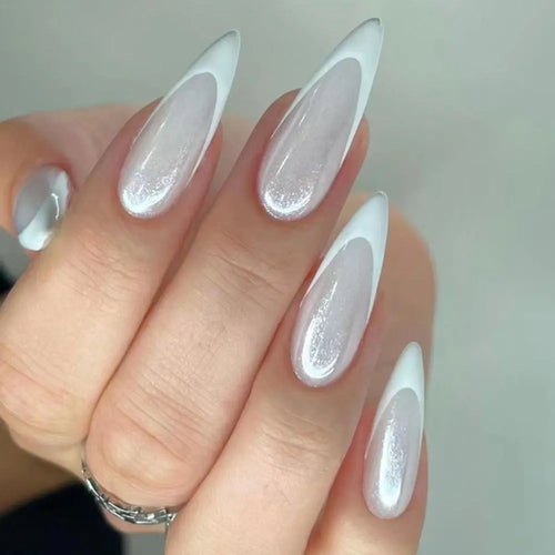  Long Stiletto French Fake Nails cashymart