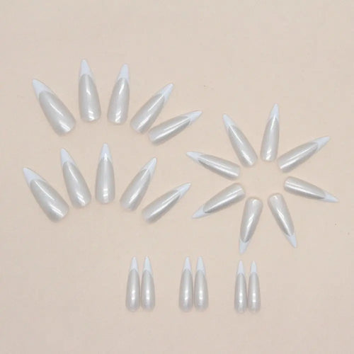  Long Stiletto French Fake Nails cashymart