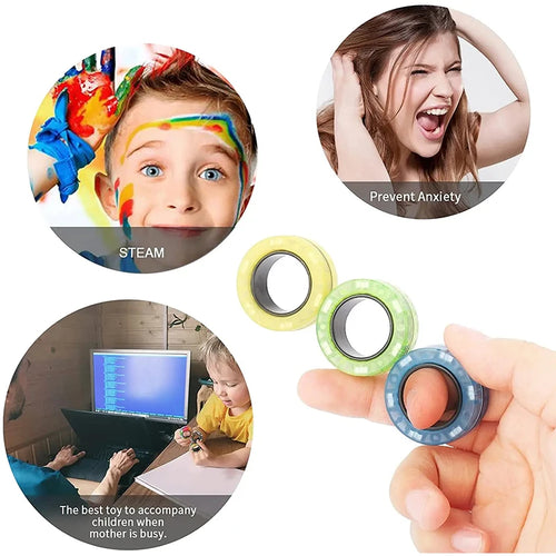 Magnetic Fidget Rings Toy Set 3PCS for All Ages cashymart