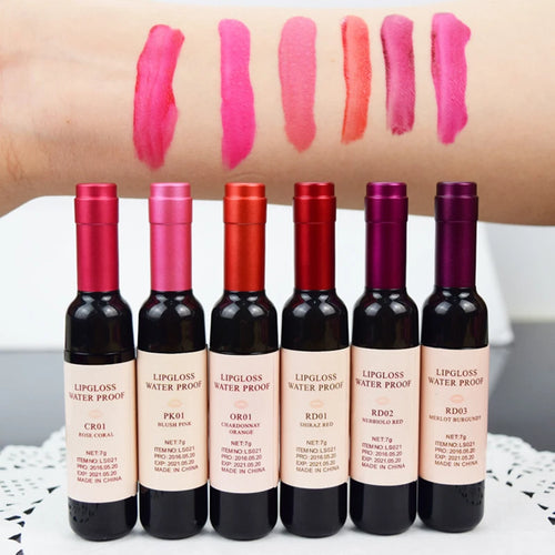  Matte Liquid Lipstick Red Wine Bottle Shaped Lip Gloss cashymart