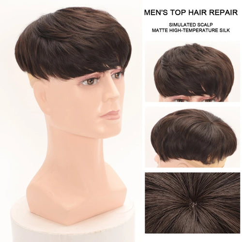  Men's Bald Top Wig With Clip Korean Hair cashymart