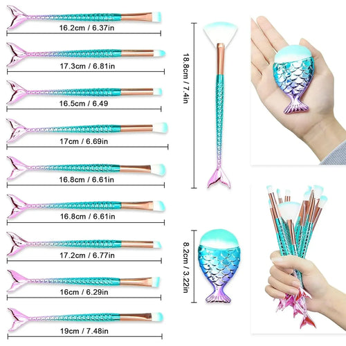  Mermaid Makeup Brush Set for Girls cashymart