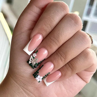 Mid Long Pink Leopard Press-On Nails with Bow cashymart