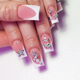  Mid Long Pink Leopard Press-On Nails with Bow cashymart