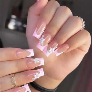  Mid Long Pink Leopard Press-On Nails with Bow cashymart