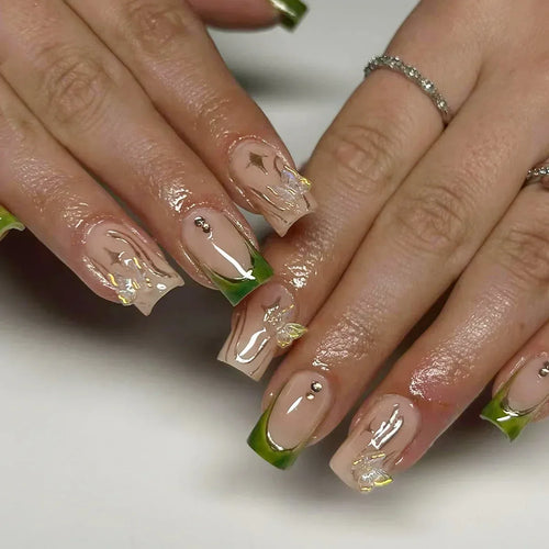  Mid Long Pink Leopard Press-On Nails with Bow cashymart