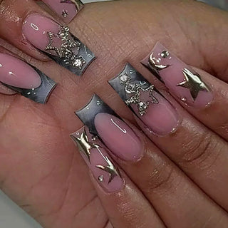  Mid Long Pink Leopard Press-On Nails with Bow cashymart