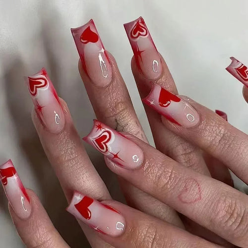  Mid Long Pink Leopard Press-On Nails with Bow cashymart