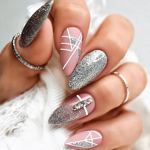  Milky White Stars Black French Wearable Nail Art cashymart
