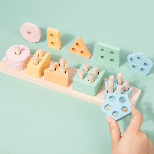  Montessori Geometric Shape Wooden Educational Toy Set for Children cashymart