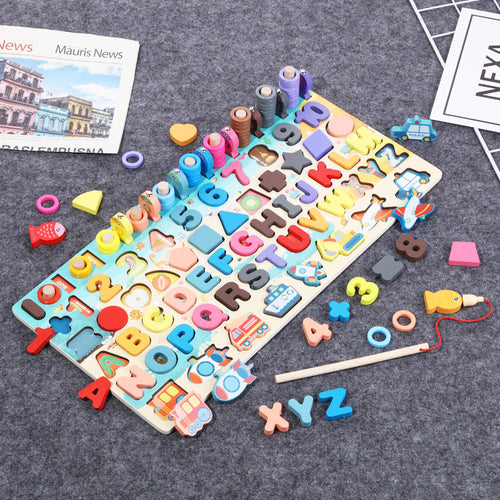  Montessori Wooden Math Fishing Board Educational Toy for Kids, 1-3 Years Old cashymart