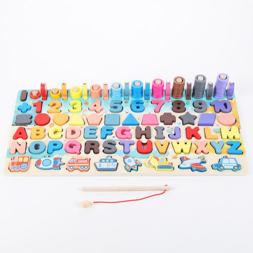  Montessori Wooden Math Fishing Board Educational Toy for Kids, 1-3 Years Old cashymart