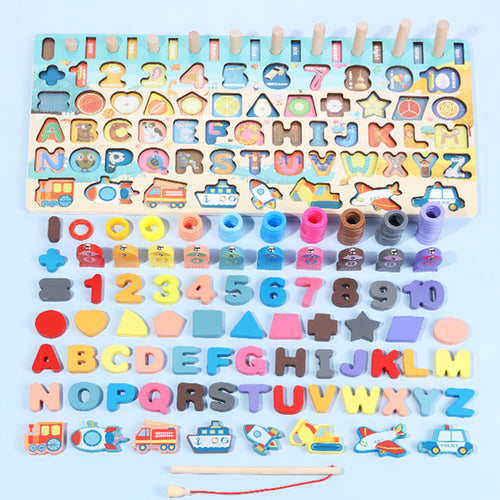  Montessori Wooden Math Fishing Board Educational Toy for Kids, 1-3 Years Old cashymart