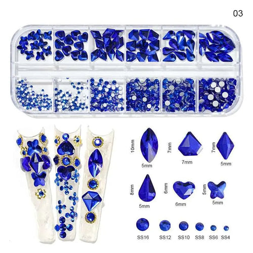  Multi-Color 3D Nail Art Rhinestones cashymart
